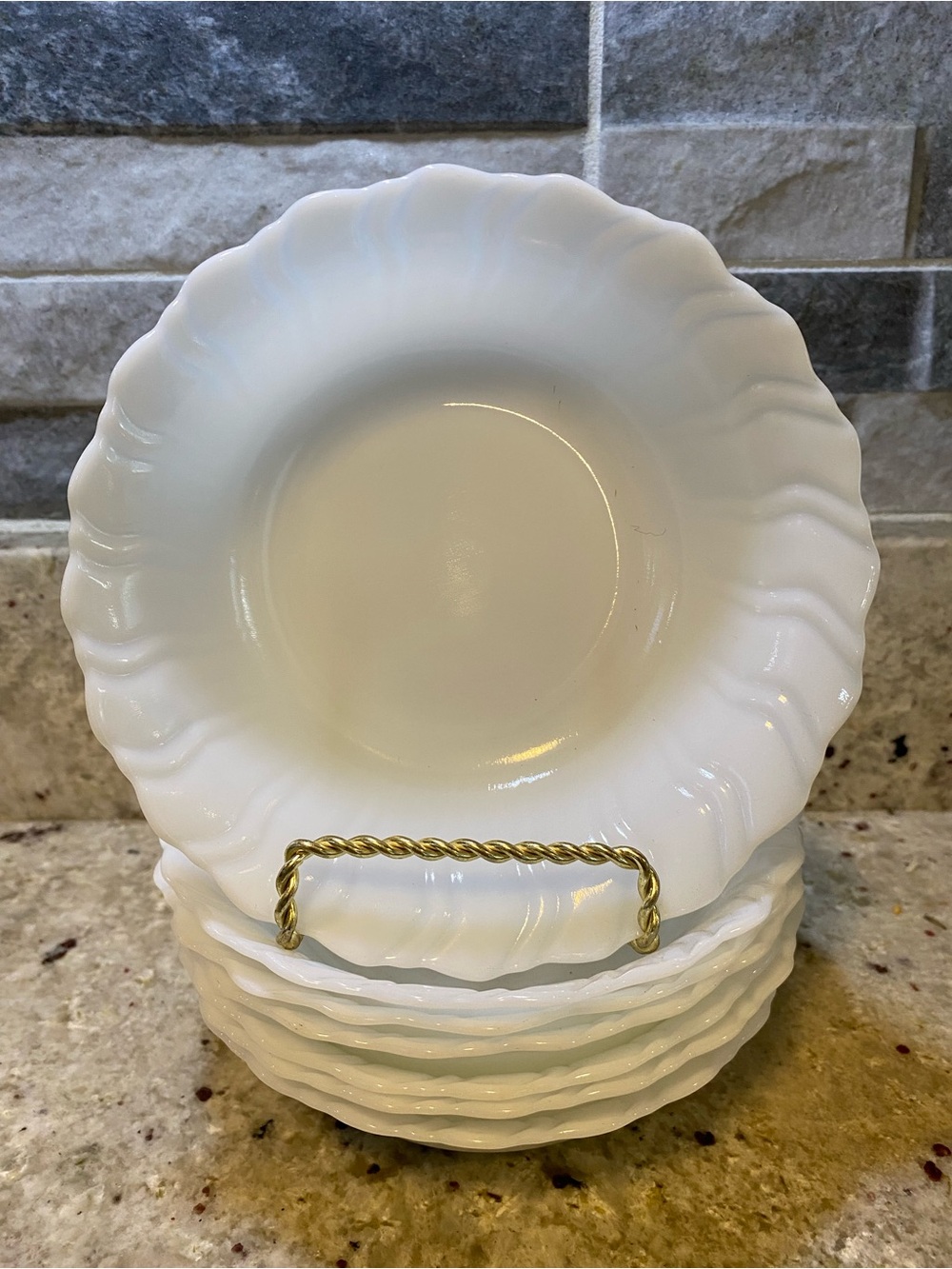 Set Of 6 Macbeth Evan’s 6 “Swirl Milk Glass Bowls